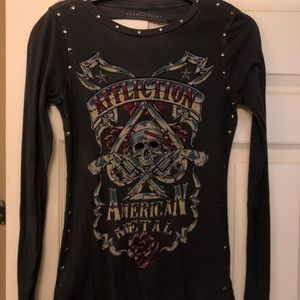 Affliction cutout l/s shirt.